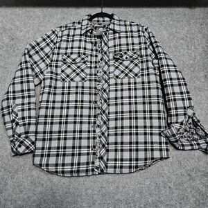 Lurking Class Jacket M Plaid Button Down SHACKET Skull Lined Black Gray *flaw